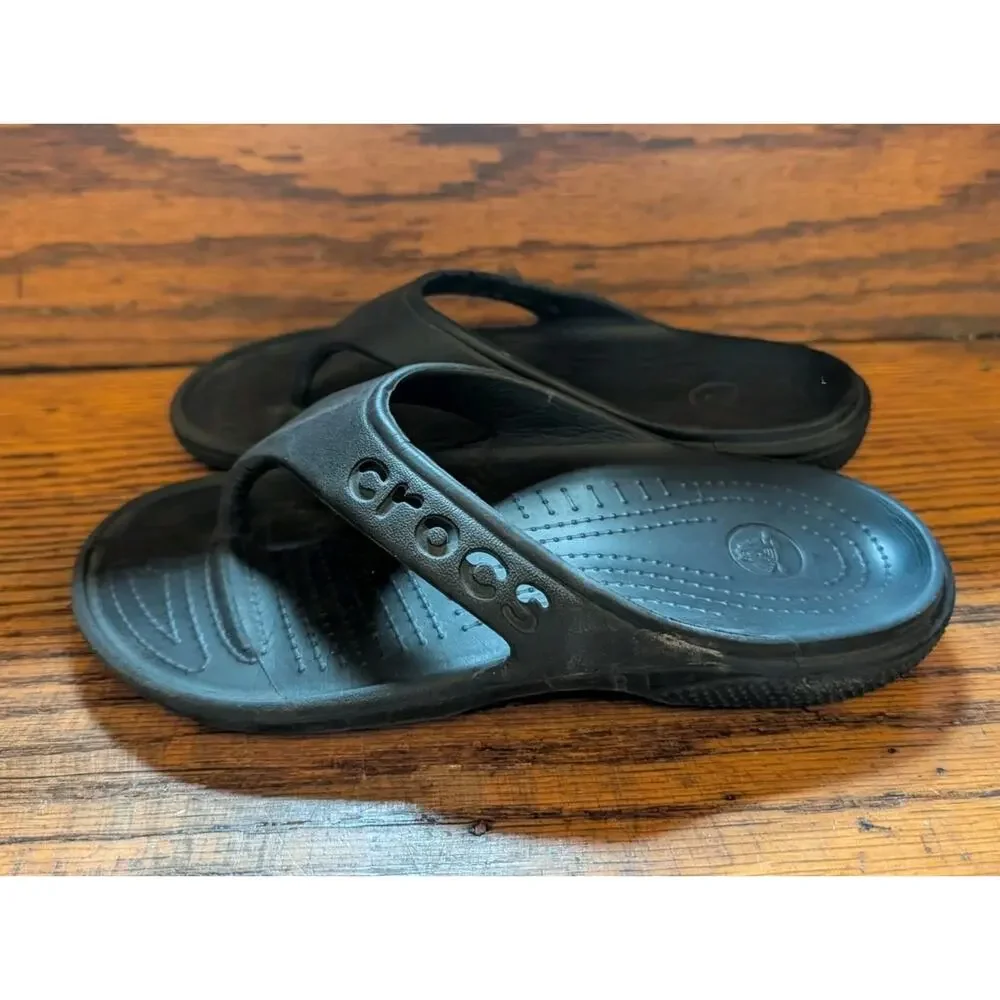 Crocs Black Toe Sandals Youth Size 2 Flip Flop Shoes